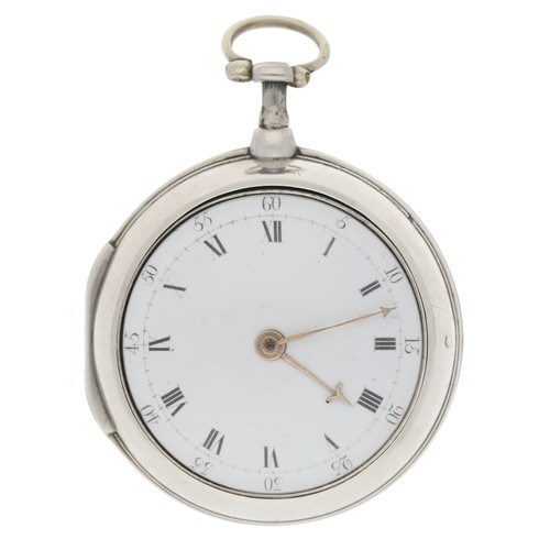 973 - Jon Pallisone, London - George III silver pair cased verge pocket watch, London 1797, signed fusee m... 