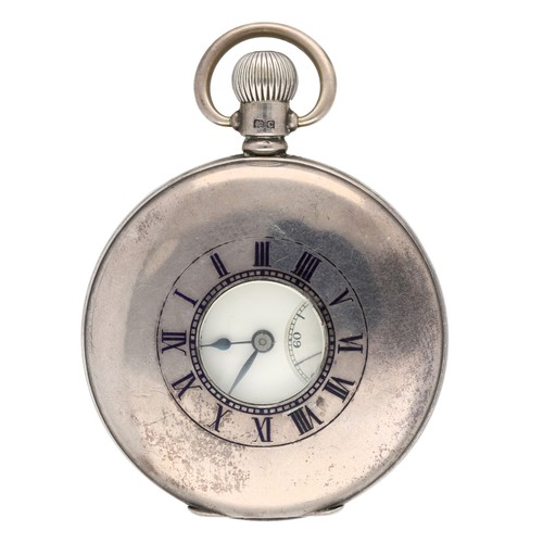 985 -  J.W. Benson - silver lever half hunter pocket watch, Birmingham 1928, signed 17 jewel movement, hin... 