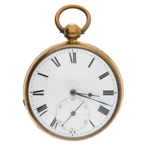 1015 - W’m Reid Junior, London - English gilt metal cylinder pocket watch, signed fusee movement, no. 882, ... 