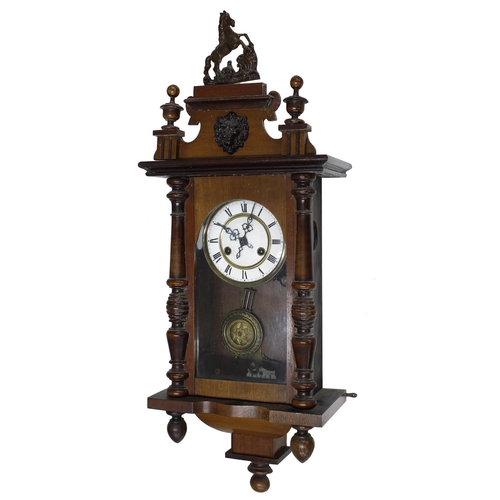 2603 - Walnut single weight Vienna regulator wall clock, the 6.25