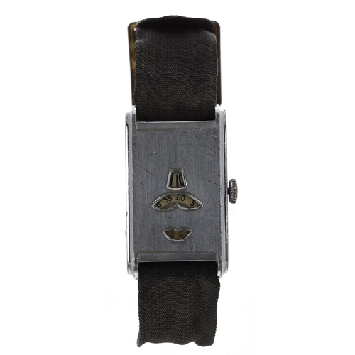 335 - Vintage ‘Jump Hour’ nickel chromium rectangular digital gentleman's wristwatch, hour, minute and sec... 