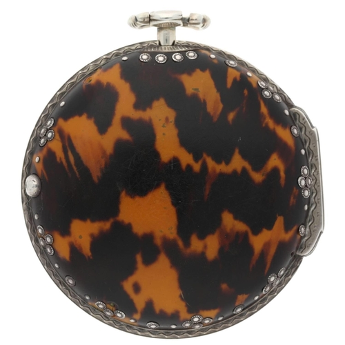 10 - Ralph Gout, London - early 19th century silver and tortoiseshell triple cased verge pocket watch mad... 