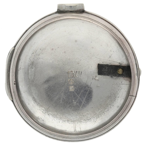 17 - Masonic Interest - late George III silver pair cased verge pocket watch, Birmingham 1815, unsigned f... 