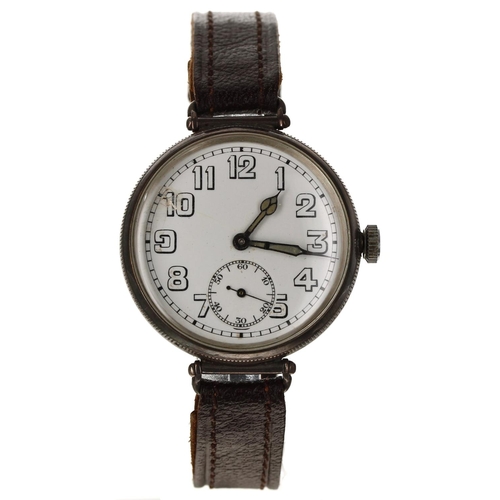 316 - Longines Baume & Co. WWI period silver swing-lug gentleman's wristwatch, import hallmarks London... 