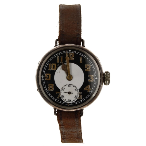 318 -  Dimier Freres & Co. WWI period sliver wire-lug gentleman's wristwatch, import hallmarks London ... 