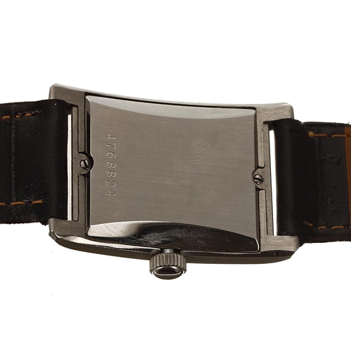 349 - Doxa rectangular mid-size stainless steel gentleman's wristwatch, rectangular two-tone silvered dial... 