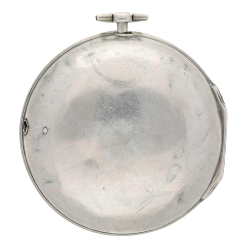 42 - Paulus Bramer En Zoom, Amsterdam - Dutch 18th century silver pair cased verge calendar pocket watch,... 