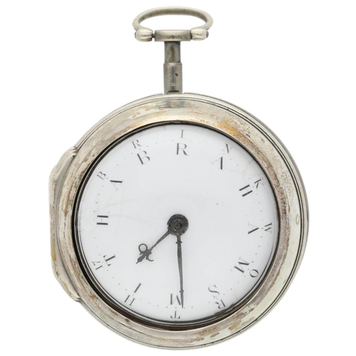 44 - H. Richards, London - English 18th century silver pair cased verge pocket watch, London 1763, signed... 