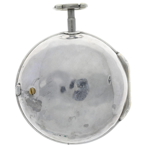 44 - H. Richards, London - English 18th century silver pair cased verge pocket watch, London 1763, signed... 