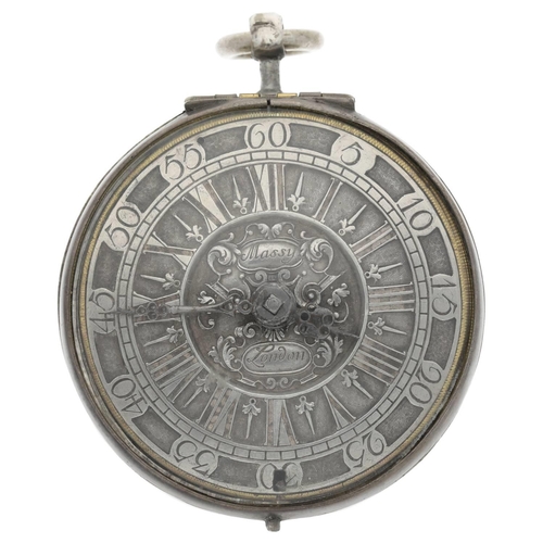 5 - Massy, London - English early 18th century silver pair cased verge pocket watch, circa 1705, signed ... 