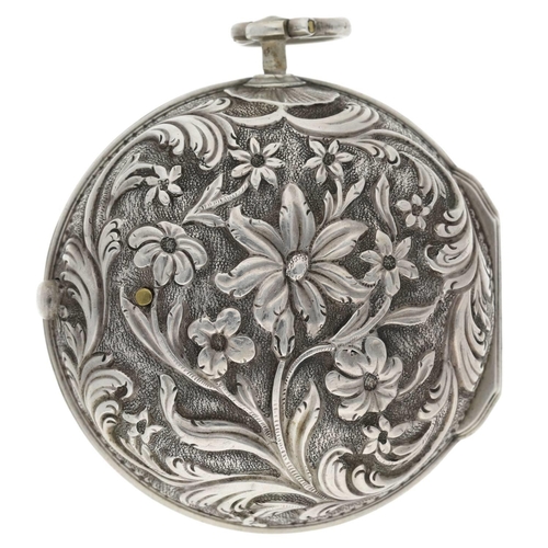 51 - George Prior, London - English 18th century silver repoussé pair cased verge pocket watch for the Tu... 