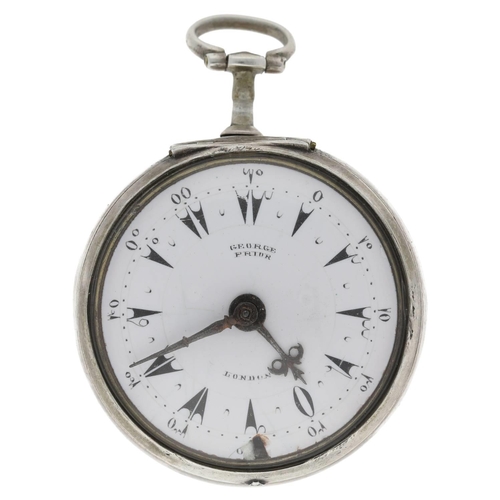 51 - George Prior, London - English 18th century silver repoussé pair cased verge pocket watch for the Tu... 