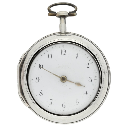 52 - William Howard, London - George III English silver pair cased verge pocket watch, London 1778, signe... 