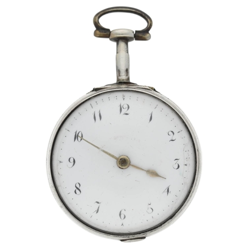 52 - William Howard, London - George III English silver pair cased verge pocket watch, London 1778, signe... 