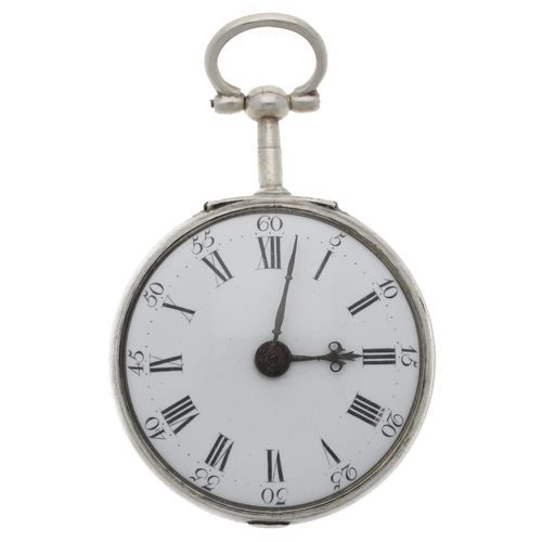 54 - Nath'l Egdch, London - George III silver repoussé pair cased verge pocket watch for the Dutch market... 