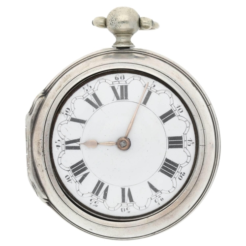 58 - William Knight, West Marden - mid-18th century English silver pair cased verge pocket watch, possibl... 