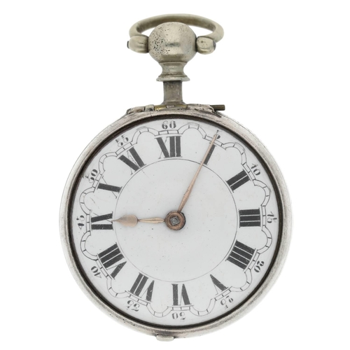 58 - William Knight, West Marden - mid-18th century English silver pair cased verge pocket watch, possibl... 