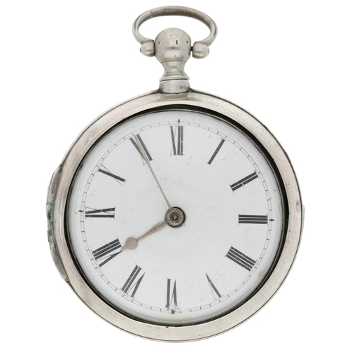 59 - Jno. Berndale, London - early 19th century silver pair cased verge pocket watch, London 1803, signed... 