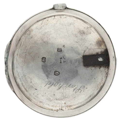 59 - Jno. Berndale, London - early 19th century silver pair cased verge pocket watch, London 1803, signed... 