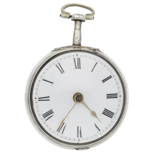 62 - Henry Hurt, London - George III century English silver pair cased verge pocket watch, London 1778, s... 