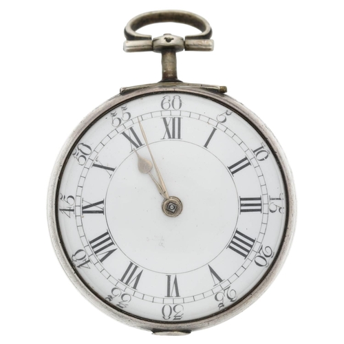 71 - Robert Derwood, London - George III English silver pair cased verge pocket watch, London 1775, signe... 