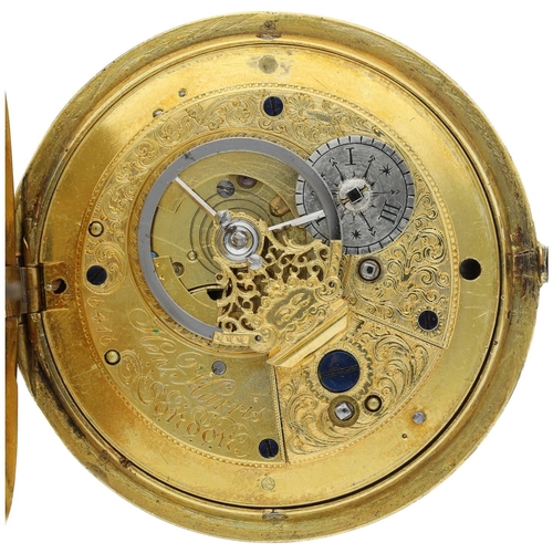 9 - Henry Harris, London - early 19th century English duplex gilt-metal pocket watch, signed fusee movem... 