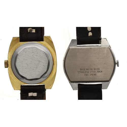 376 - Lucerne Digital 'Jump Hour' gold plated and stainless steel gentleman's wristwatch, champagne dial w... 