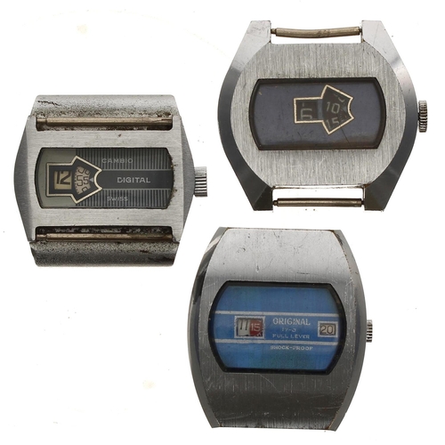 377 - Cambio Digital 'Jump Hour' gentleman's wristwatch, 35mm; together with a Original digital gentleman'... 