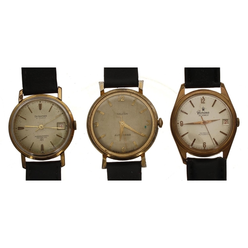 360 - Three automatic gold plated and stainless steel gentleman's wristwatches to include Falcon, Florina,... 