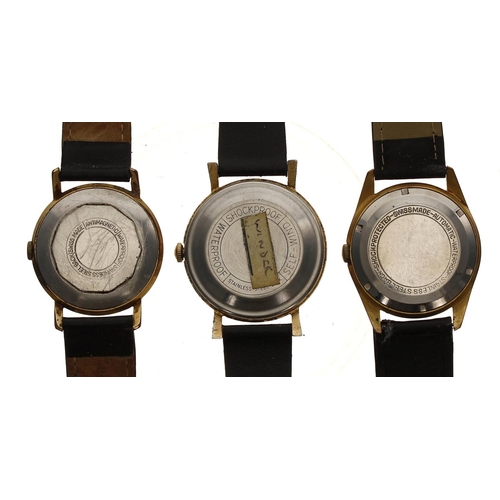 360 - Three automatic gold plated and stainless steel gentleman's wristwatches to include Falcon, Florina,... 