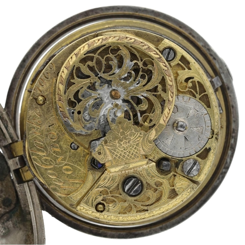 20 - George Clarke, London - mid-18th century silver pair cased verge pocket watch made for the Turkish M... 