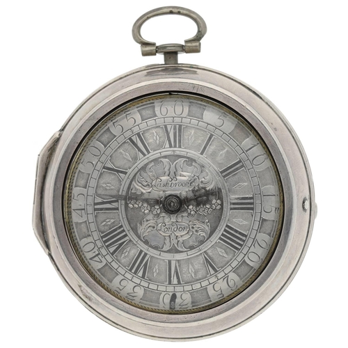 25 - Thomas Lashbrook, London - English early 18th century silver pair cased verge pocket watch, circa 17... 