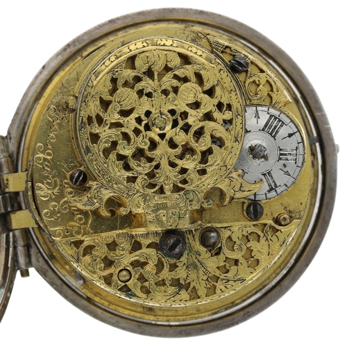 25 - Thomas Lashbrook, London - English early 18th century silver pair cased verge pocket watch, circa 17... 