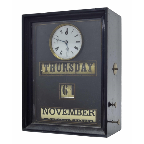 2308 - French ebonised calendar clock, the 3.5