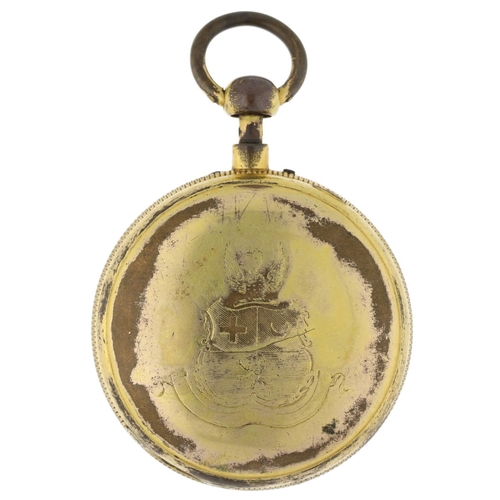 26 - George Clarke, London -  English 18th century quarter repeating gilt-metal pocket watch, signed fuse... 