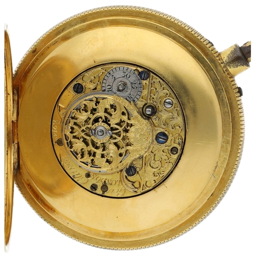 26 - George Clarke, London -  English 18th century quarter repeating gilt-metal pocket watch, signed fuse... 