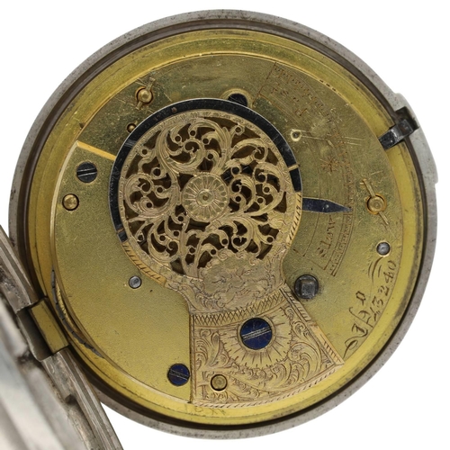 29 - Early Victorian silver pair cased verge pocket watch, London 1840, unsigned fusee movement, no. 3240... 