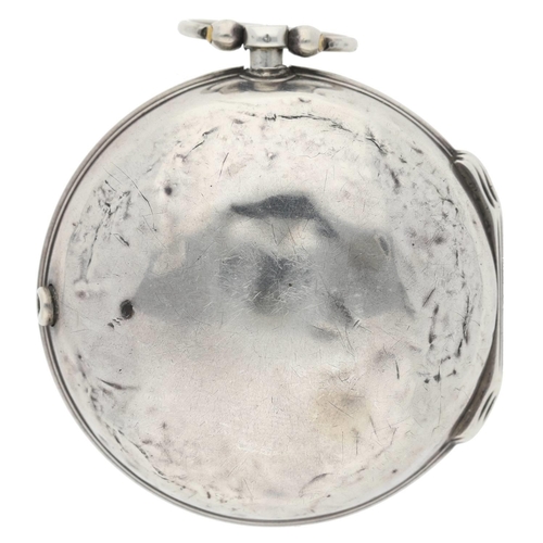 30 - John Wilter, London - English 18th century silver pair cased verge calendar pocket watch, the fusee ... 