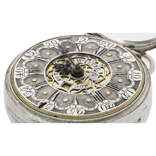 30 - John Wilter, London - English 18th century silver pair cased verge calendar pocket watch, the fusee ... 