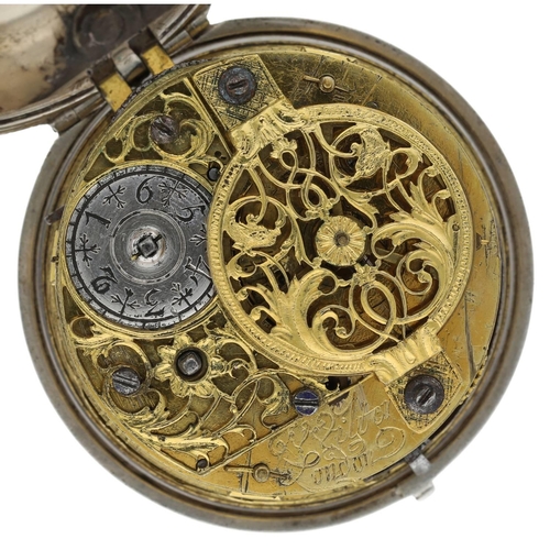 33 - John Wilter, London - English 18th century silver pair cased verge pocket watch, the fusee movement ... 