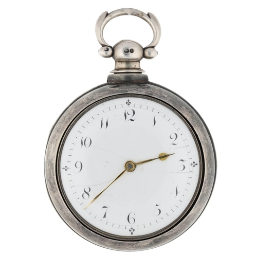 36 - D. Vander Velde, Sunderland - early 19th century English silver pair cased verge pocket watch, Londo... 