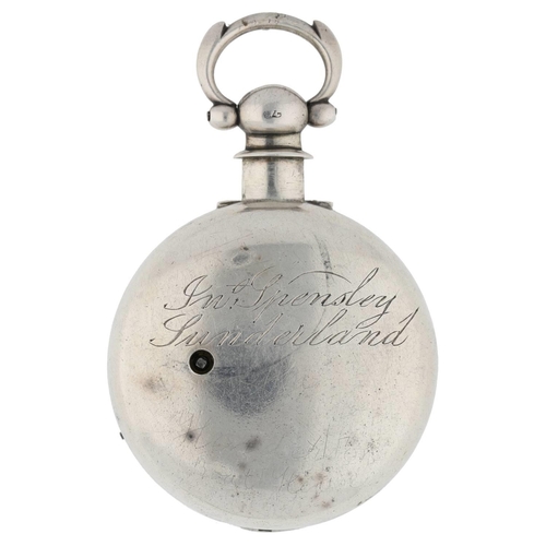 36 - D. Vander Velde, Sunderland - early 19th century English silver pair cased verge pocket watch, Londo... 