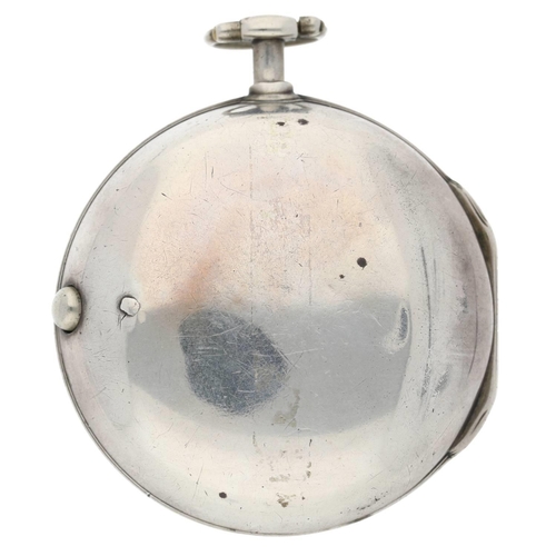 37 - Thomas Hill, Fleet Street - George III silver pair cased verge pocket watch, London 1776, signed fus... 