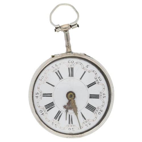 38 - John Wilter, London - George II English silver repoussé pair cased verge pocket watch, London 1759, ... 