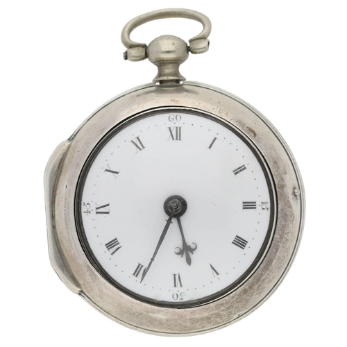 39 - D. Edmonds, Liverpool - English George III silver pair cased verge pocket watch, London 1778, signed... 