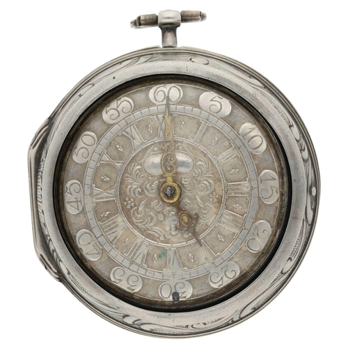 40 - Charles Cabrier, London - 18th century silver pair case verge pocket watch, signed fusee movement, w... 