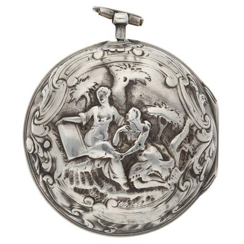 40 - Charles Cabrier, London - 18th century silver pair case verge pocket watch, signed fusee movement, w... 