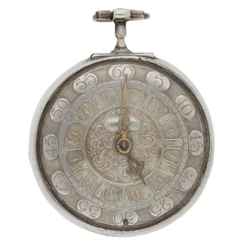 40 - Charles Cabrier, London - 18th century silver pair case verge pocket watch, signed fusee movement, w... 