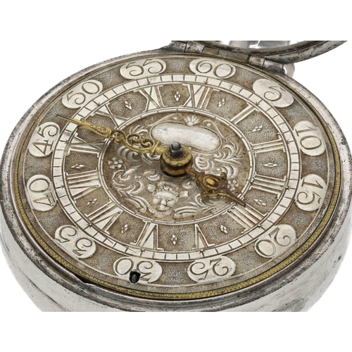 40 - Charles Cabrier, London - 18th century silver pair case verge pocket watch, signed fusee movement, w... 