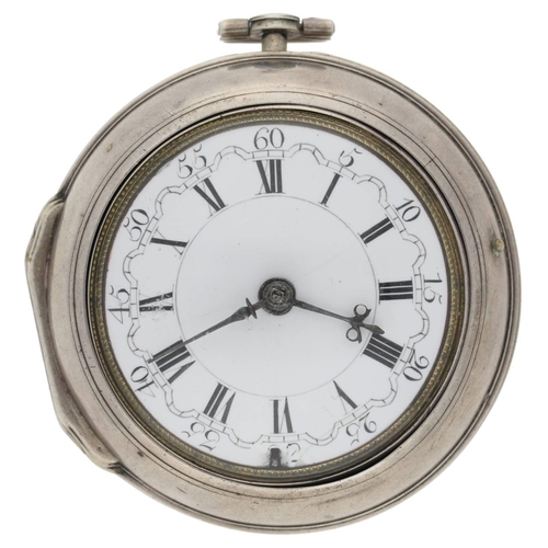 45 - Samuel Weldon, London - English 18th century silver pair cased verge pocket watch, signed fusee move... 